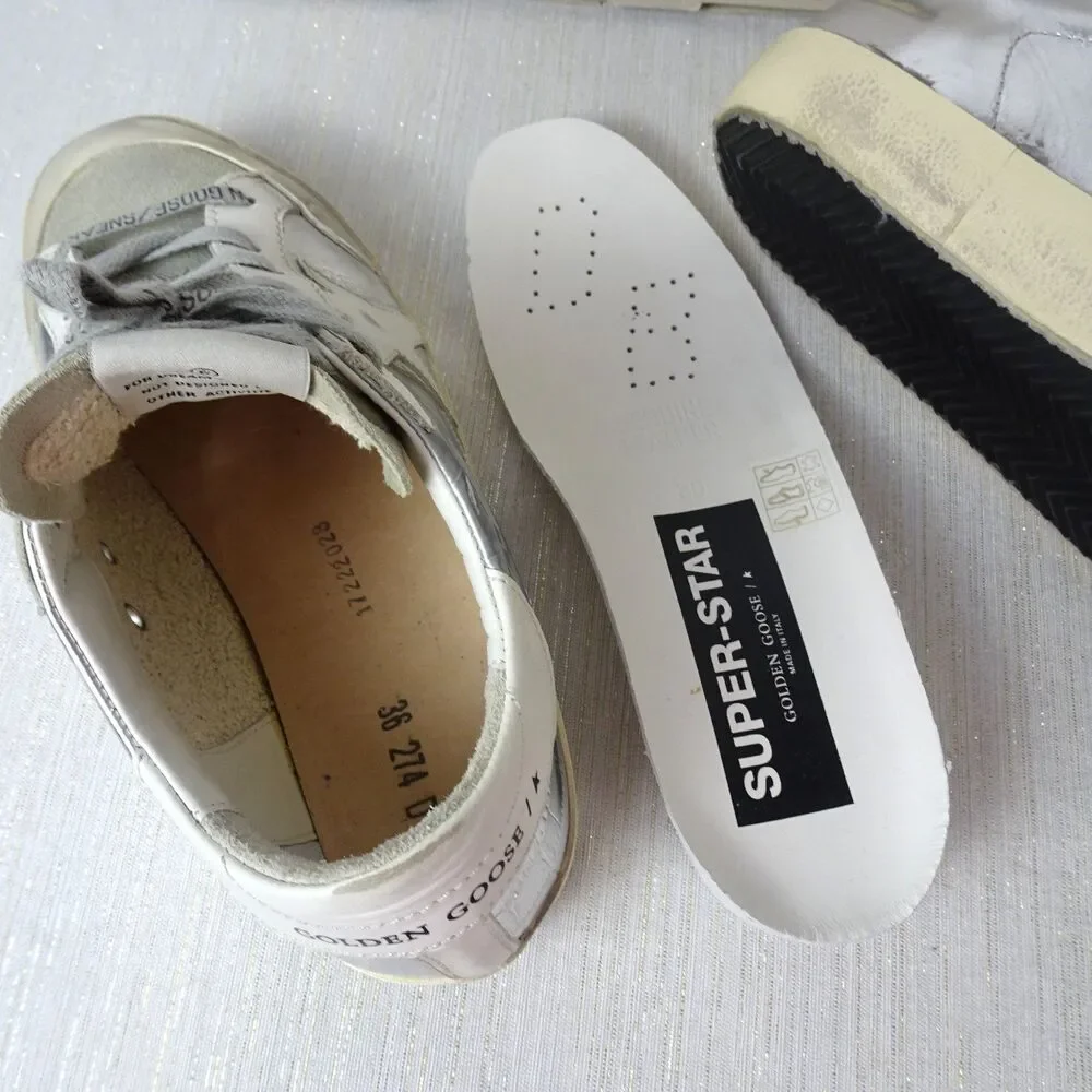Golden Goose Sneakers Super Star Penstar Silver White Leather Women 36
